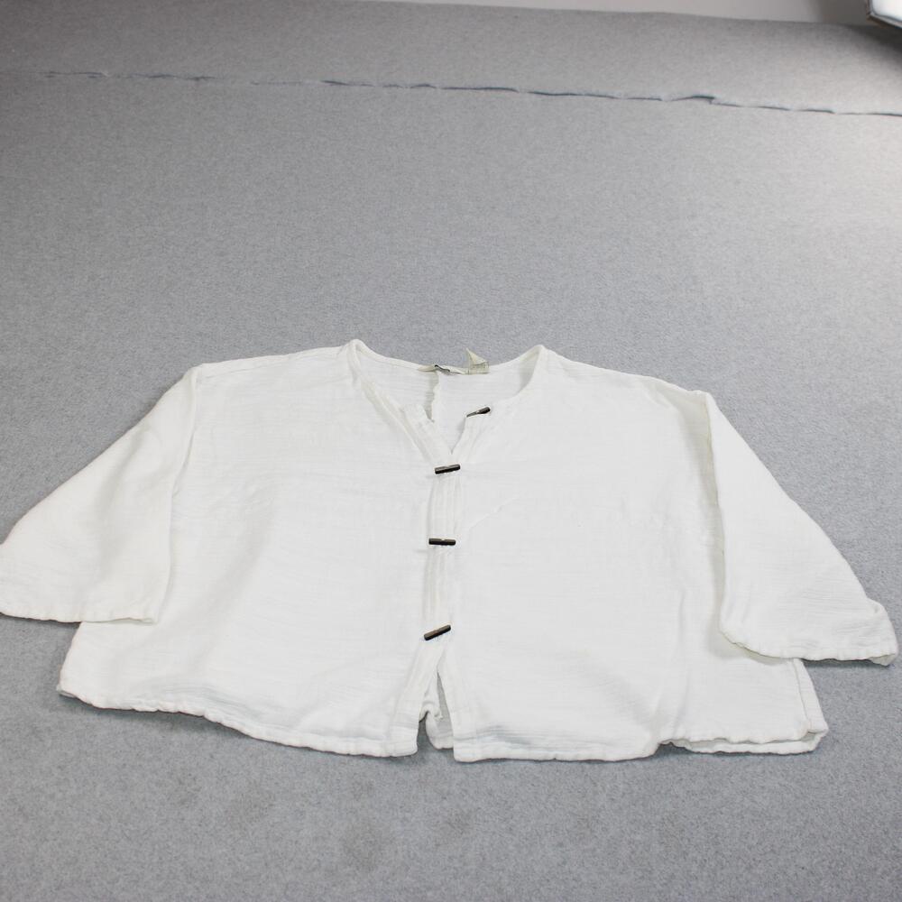 J Jill Jacket Women XL White Kimono Sleeve Toggle Coastal Boho Lagenlook Shirt